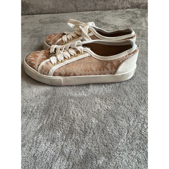 Michael Kors Kids Tan Logo Print Lace Up Sneakers Size 12 - Picture 2 of 6